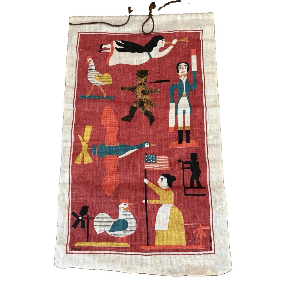 VTG Pat Meyers 100% Pure Irish  Linen Americana Wall Hanging Tapestry Kay Dee